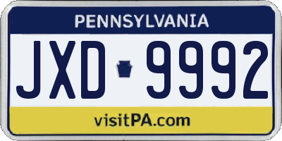 PA license plate JXD9992