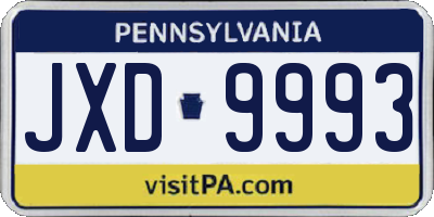 PA license plate JXD9993