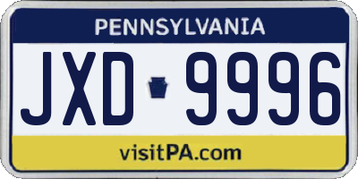 PA license plate JXD9996