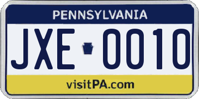 PA license plate JXE0010