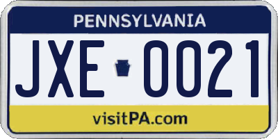 PA license plate JXE0021