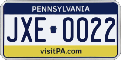 PA license plate JXE0022