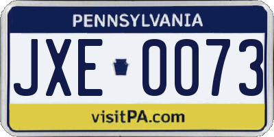 PA license plate JXE0073