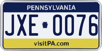 PA license plate JXE0076