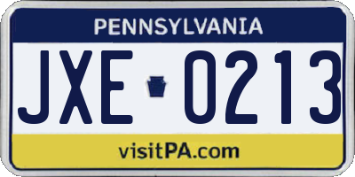 PA license plate JXE0213