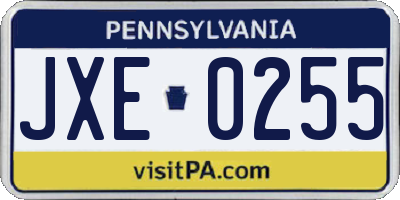 PA license plate JXE0255