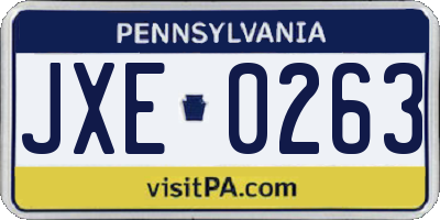 PA license plate JXE0263