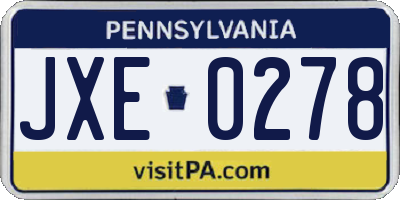 PA license plate JXE0278