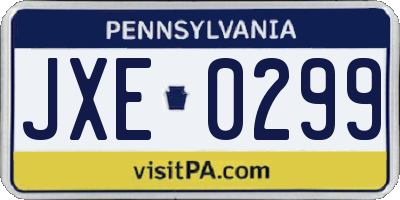 PA license plate JXE0299