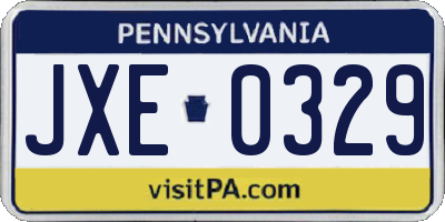 PA license plate JXE0329