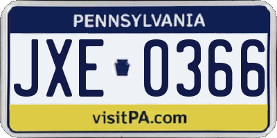 PA license plate JXE0366