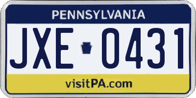 PA license plate JXE0431