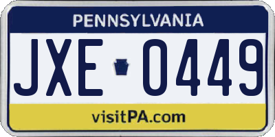 PA license plate JXE0449