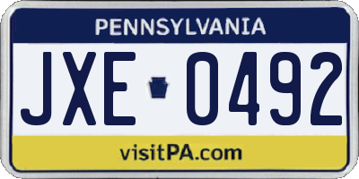 PA license plate JXE0492
