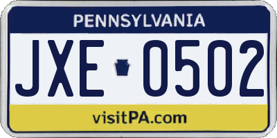 PA license plate JXE0502