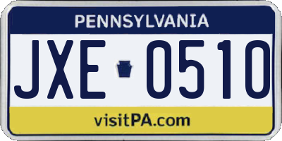 PA license plate JXE0510