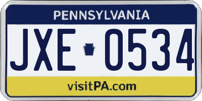 PA license plate JXE0534