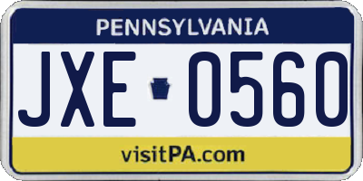 PA license plate JXE0560
