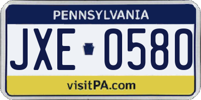 PA license plate JXE0580
