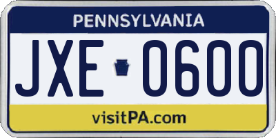 PA license plate JXE0600