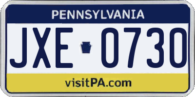 PA license plate JXE0730