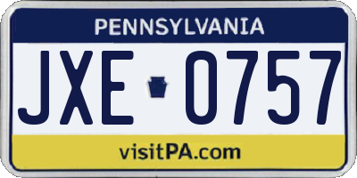 PA license plate JXE0757