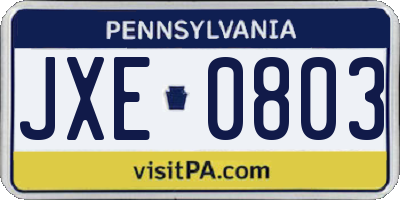 PA license plate JXE0803