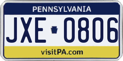 PA license plate JXE0806