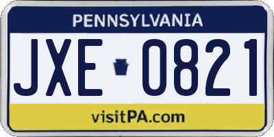 PA license plate JXE0821