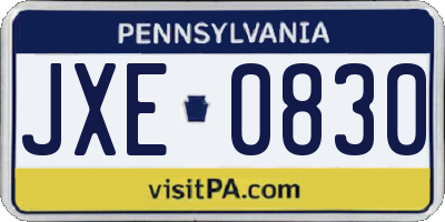 PA license plate JXE0830