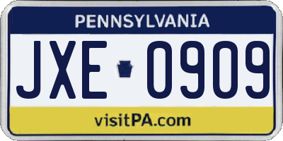 PA license plate JXE0909