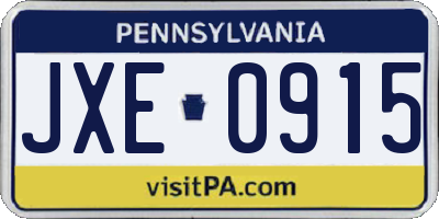 PA license plate JXE0915
