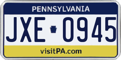 PA license plate JXE0945