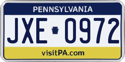 PA license plate JXE0972