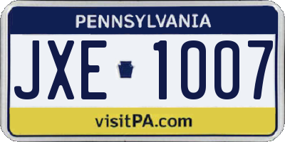 PA license plate JXE1007