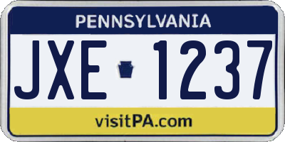 PA license plate JXE1237