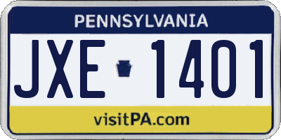 PA license plate JXE1401