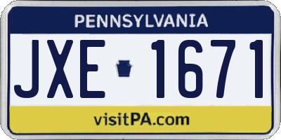 PA license plate JXE1671