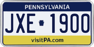 PA license plate JXE1900