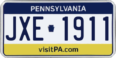 PA license plate JXE1911