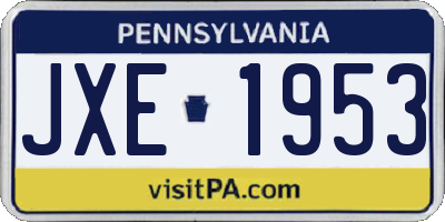 PA license plate JXE1953