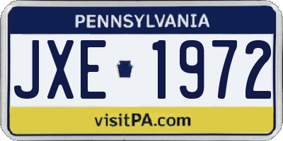 PA license plate JXE1972