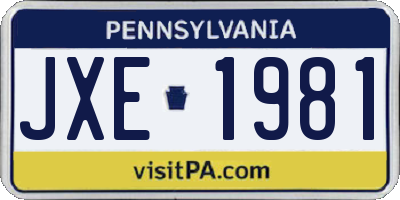 PA license plate JXE1981