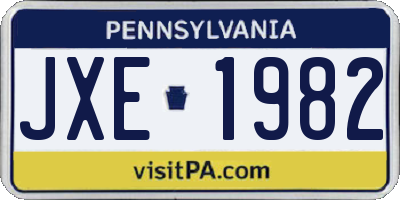 PA license plate JXE1982