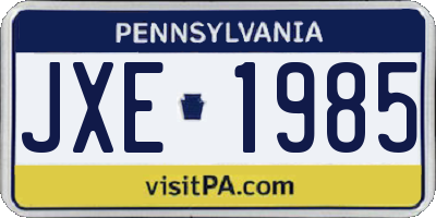 PA license plate JXE1985