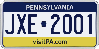 PA license plate JXE2001