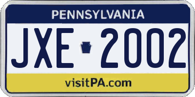 PA license plate JXE2002