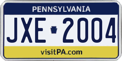 PA license plate JXE2004