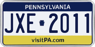 PA license plate JXE2011