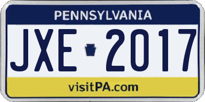 PA license plate JXE2017